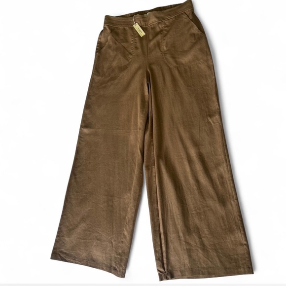 Max Studio Pants - NWT Wide Leg Linen Elastic-back Office Pants in Camel Brown |Max Studio| XL